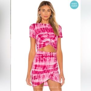 Super down MAUREEN JERSEY MINI DRESS IN PINK TIE DYE